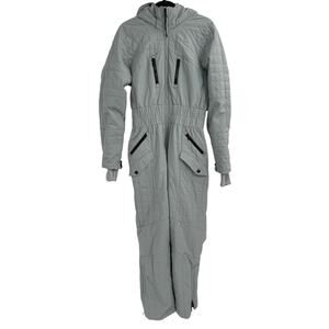FP Movement Free People All Prepped Ski Suit Blue Gray Snow Suit Hooded Size L